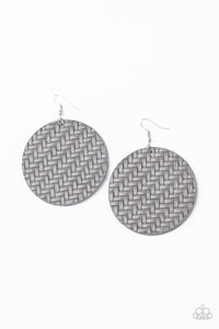 Paparazzi Plaited Plains - Silver - Leather Weave - Earrings - $5 Jewelry with Ashley Swint