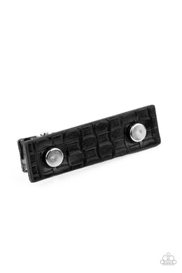Paparazzi Pleasantly Patterned - Black - Leather Hair Clip - $5 Jewelry with Ashley Swint