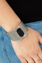 Load image into Gallery viewer, PRE-ORDER - Paparazzi Poshly Pharaoh - Black Gem - Silver Cuff Bracelet - $5 Jewelry with Ashley Swint