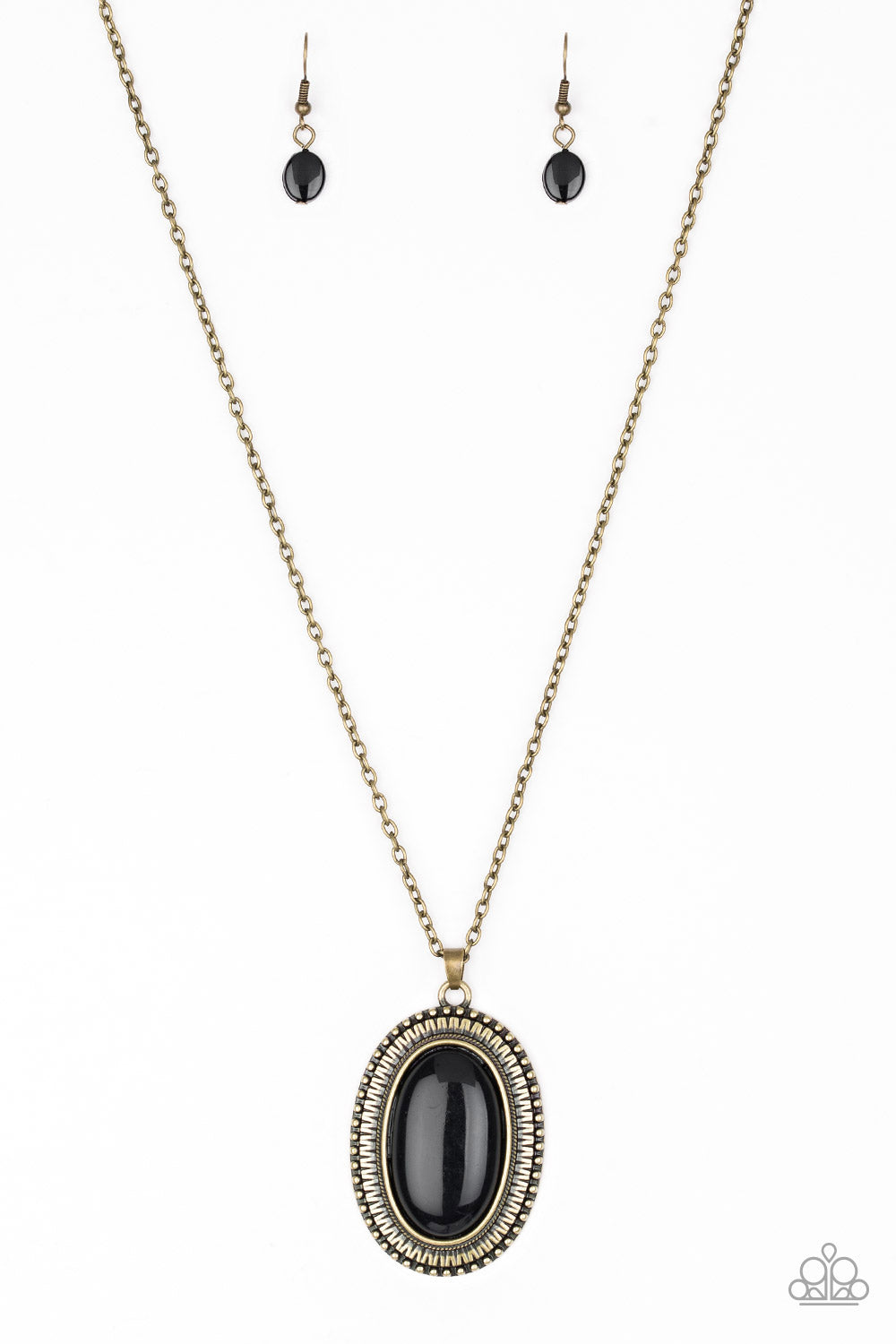 PRE-ORDER - Paparazzi Practical Prairie - Brass Black Bead - Necklace & Earrings - $5 Jewelry with Ashley Swint