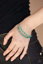 Load image into Gallery viewer, Paparazzi Prismatic Posh - GREEN - Faceted Beads - White Rhinestones - Cuff Bracelet - $5 Jewelry with Ashley Swint