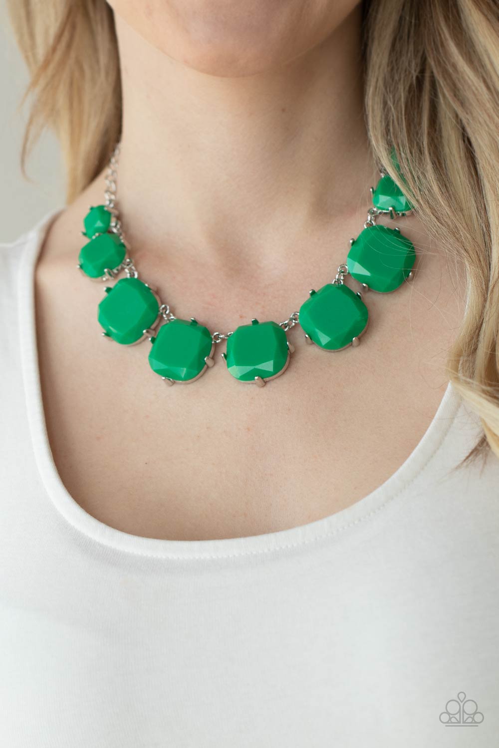 PRE-ORDER - Paparazzi Prismatic Prima Donna - Green - Necklace & Earrings - $5 Jewelry with Ashley Swint