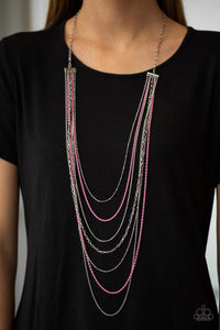 Paparazzi Radical Rainbows - Pink - Silver Chains - Necklace & Earrings - $5 Jewelry with Ashley Swint