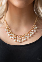 Load image into Gallery viewer, Paparazzi Regal Refinement - Gold - White Rhinestones - Necklace &amp; Earrings - $5 Jewelry With Ashley Swint