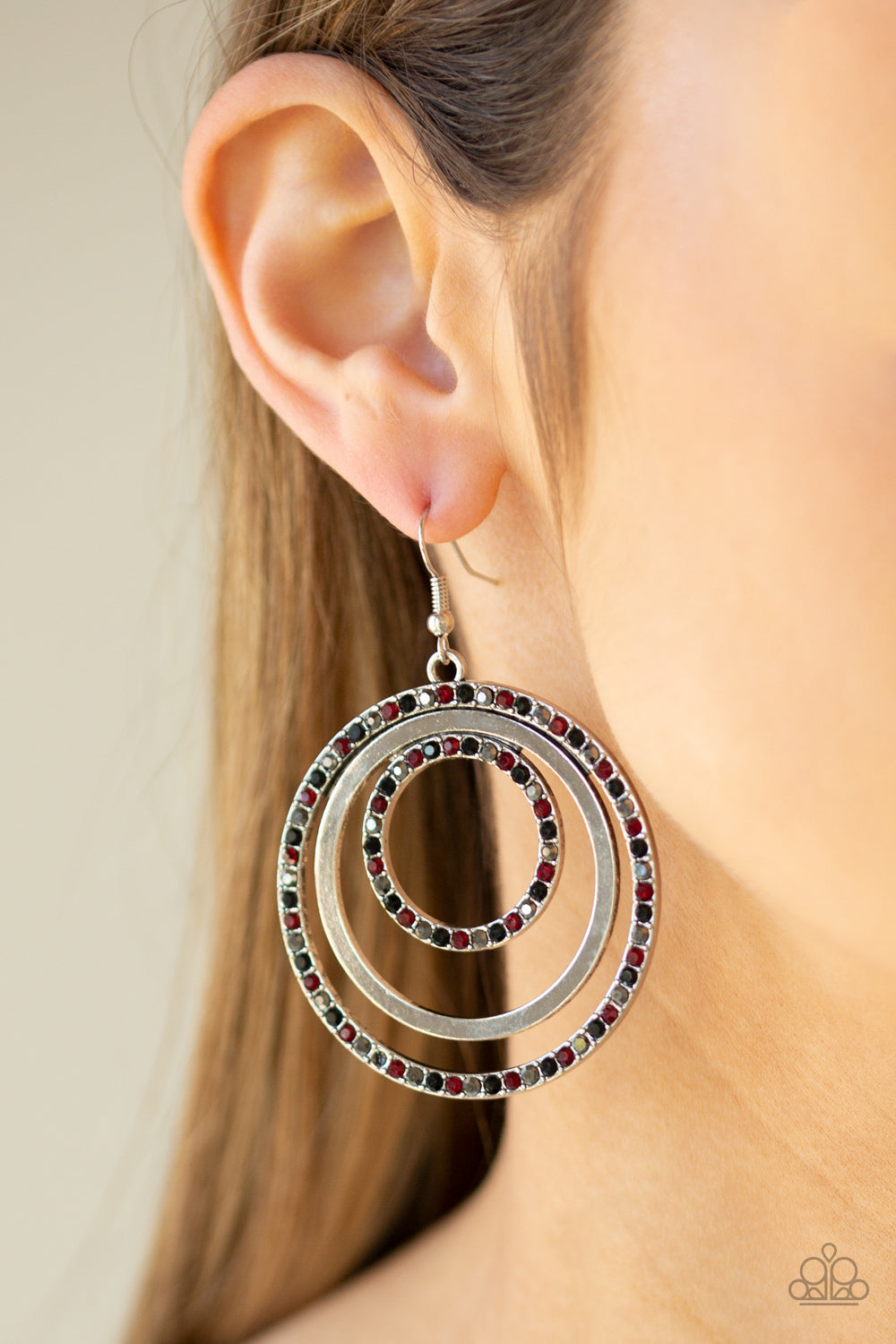 Paparazzi Rippling Refinement - Multi - Glittery Rhinestones - Silver Hoop Earrings - $5 Jewelry With Ashley Swint