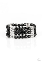 Load image into Gallery viewer, Paparazzi Ritzy Ritz - Black Beads - Silver Frames - Stretchy Bracelet - $5 Jewelry With Ashley Swint