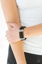Load image into Gallery viewer, Paparazzi Ritzy Ritz - Black Beads - Silver Frames - Stretchy Bracelet - $5 Jewelry With Ashley Swint