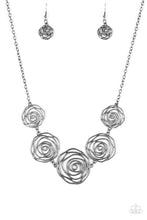 Load image into Gallery viewer, Paparazzi Rosy Rosette - Black Gunmetal - Necklace and matching Earrings - $5 Jewelry With Ashley Swint