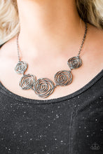 Load image into Gallery viewer, Paparazzi Rosy Rosette - Black Gunmetal - Necklace and matching Earrings - $5 Jewelry With Ashley Swint