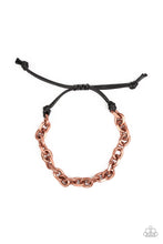 Load image into Gallery viewer, Paparazzi Rumble - Copper Chain - Black Cording Sliding Knot Closure Bracelet - Men&#39;s Collection - $5 Jewelry With Ashley Swint