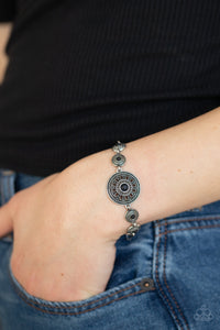 Paparazzi Rustic Renegade - Black Stone - Studded Silver Adjustable - Bracelet - $5 Jewelry with Ashley Swint