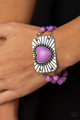 Paparazzi Sandstone Sweetheart - Purple - Bracelet - $5 Jewelry with Ashley Swint