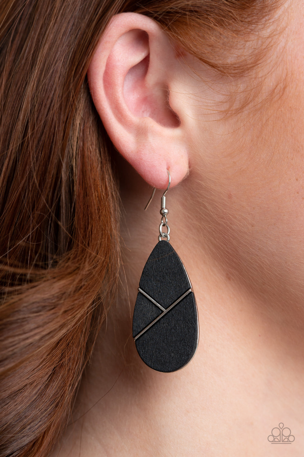 Paparazzi Sequoia Forest - Black - Wooden Teardrop - Earrings - $5 Jewelry with Ashley Swint