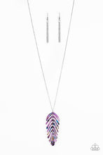 Load image into Gallery viewer, Paparazzi She QUILL Be Loved - Purple Acrylic Feather Pendant - Silver Chain Necklace &amp; Earrings - $5 Jewelry with Ashley Swint