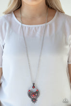 Load image into Gallery viewer, Paparazzi Solar Energy - Red Stones - Ornate Silver Chain Necklace &amp; Earrings - $5 Jewelry with Ashley Swint