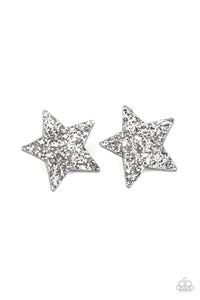 Paparazzi Star-Spangled Superstar - Silver - Sequin Stars - Patriotic Hair Clips - $5 Jewelry with Ashley Swint