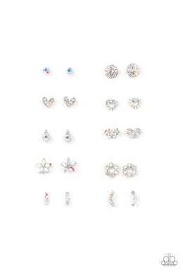 PRE-ORDER - Paparazzi Starlet Shimmer Earrings, 10 - IRIDESCENT RHINESTONES - Round, Bow, Floral, Heart & Linear Shapes - $5 Jewelry with Ashley Swint