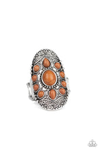 Load image into Gallery viewer, Paparazzi Stone Sunrise - Brown Stone Beads - Silver Embossed Studded Filigree - Ring - $5 Jewelry With Ashley Swint