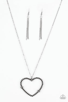 Paparazzi Straight From The Heart - Silver - Ribbons Twists Heart Pendant - Necklace & Earrings - $5 Jewelry with Ashley Swint