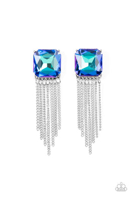 Paparazzi Supernova Novelty - Blue - Earrings - $5 Jewelry with Ashley Swint