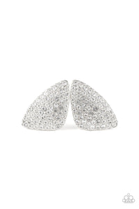 Paparazzi Supreme Sheen - White - Triangular White Rhinestones - Post Earrings - $5 Jewelry with Ashley Swint