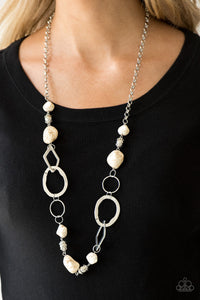 Paparazzi Thats TERRA-ific! - White Stones - Silver Necklace and matching Earrings - $5 Jewelry with Ashley Swint