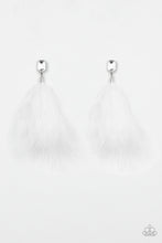 Load image into Gallery viewer, Paparazzi The SHOWGIRL Must Go On! - White - Soft Feather - White Rhinestones - Earrings - $5 Jewelry with Ashley Swint