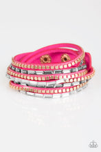 Load image into Gallery viewer, Paparazzi This Time With Attitude - Pink - Emerald Cut Rhinestones - Double Wrap Bracelet - $5 Jewelry With Ashley Swint