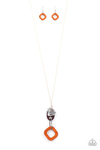 PRE-ORDER - Paparazzi Top Of The WOOD Chain - Orange - Necklace & Earrings - $5 Jewelry with Ashley Swint