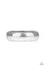 Load image into Gallery viewer, Paparazzi Tread Lightly - Silver - Thick Bangle Bold Bracelet - $5 Jewelry with Ashley Swint