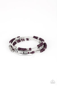Paparazzi Tribal Spunk - Purple Beading - Set of 4 Stretchy - Bracelets - $5 Jewelry with Ashley Swint