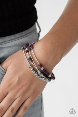Paparazzi Tribal Spunk - Purple Beading - Set of 4 Stretchy - Bracelets - $5 Jewelry with Ashley Swint