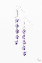 Load image into Gallery viewer, Paparazzi Trickle-Down Effect - Purple Prisms - Silver Link - Earrings - $5 Jewelry with Ashley Swint
