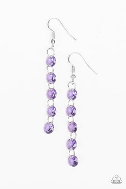 Paparazzi Trickle-Down Effect - Purple Prisms - Silver Link - Earrings - $5 Jewelry with Ashley Swint