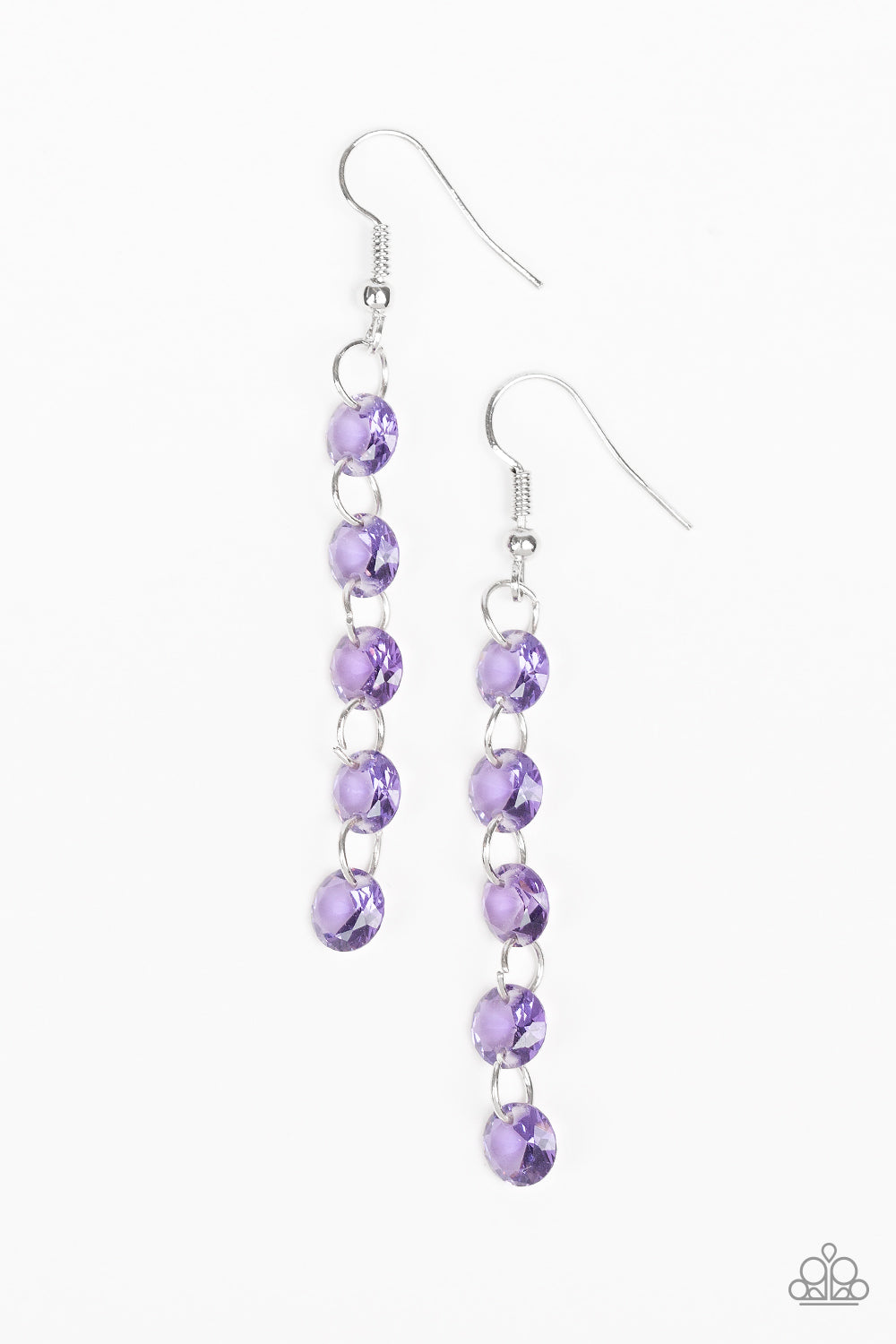 Paparazzi Trickle-Down Effect - Purple Prisms - Silver Link - Earrings - $5 Jewelry with Ashley Swint