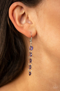 Paparazzi Trickle-Down Effect - Purple Prisms - Silver Link - Earrings - $5 Jewelry with Ashley Swint