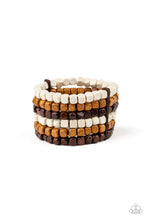 Load image into Gallery viewer, Paparazzi Tropical Tundra - Brown - Tan &amp; White Wooden Cube Beads - Stretchy Band Bracelet - $5 Jewelry with Ashley Swint