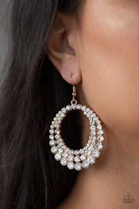 Paparazzi Universal Shimmer - Gold - White Rhinestones - Earrings - Gorgeous! - $5 Jewelry with Ashley Swint