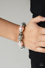 Load image into Gallery viewer, Paparazzi Uptown Tease - Pink Pearls - Silver Rhinestone Bracelet - $5 Jewelry With Ashley Swint
