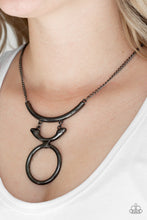 Load image into Gallery viewer, Paparazzi Walk Like An Egyptian - Black Gunmetal Hoop - Pendant Necklace and matching Earrings - $5 Jewelry With Ashley Swint
