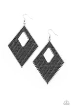 Load image into Gallery viewer, Paparazzi Woven Wanderer - Black - Wicker Thread Weaves - Earrings - $5 Jewelry with Ashley Swint