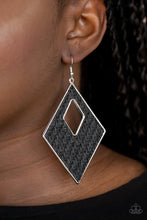 Load image into Gallery viewer, Paparazzi Woven Wanderer - Black - Wicker Thread Weaves - Earrings - $5 Jewelry with Ashley Swint