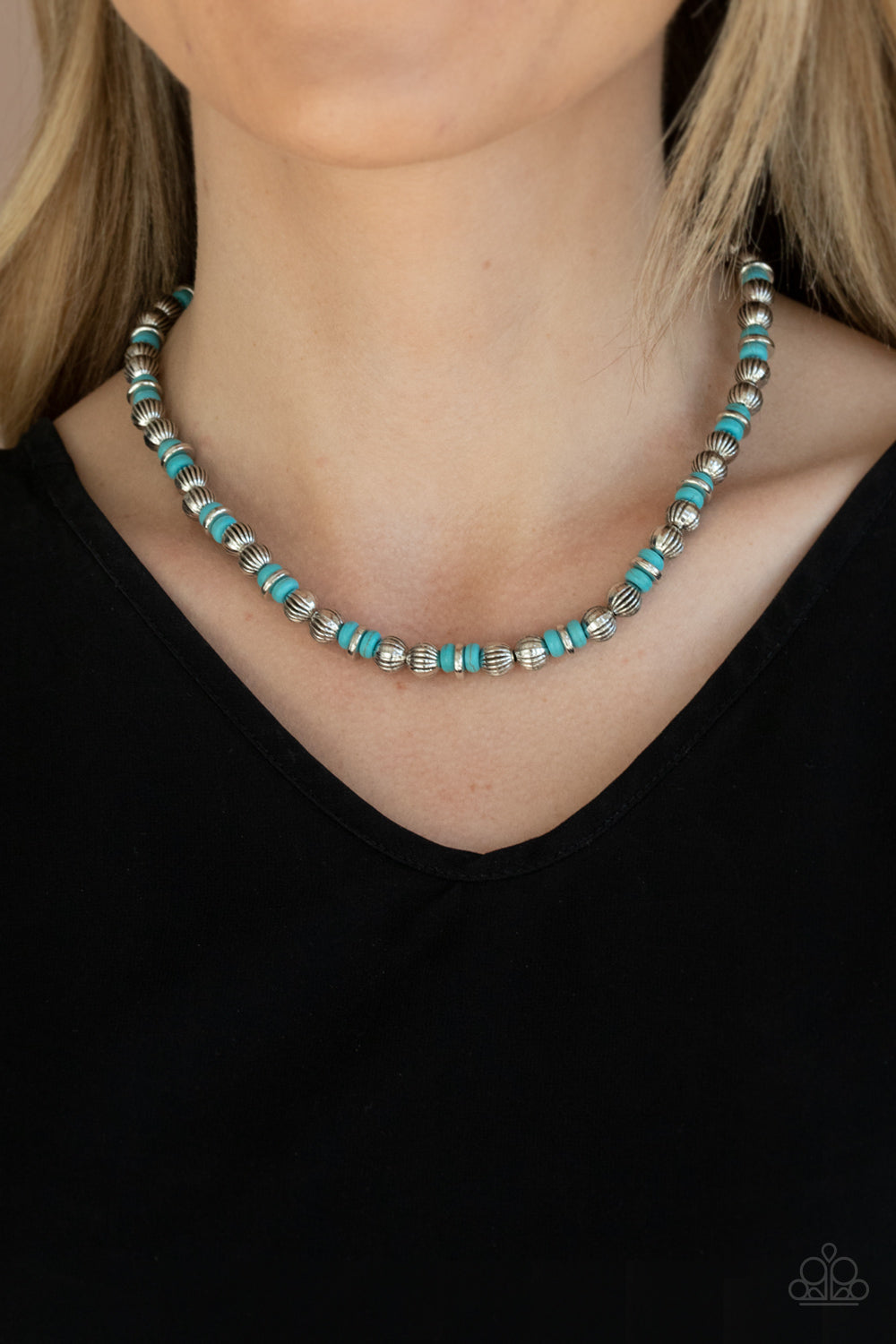 PRE-ORDER - Paparazzi ZEN You Least Expect It - Blue Turquoise Stone - Necklace & Earrings - $5 Jewelry with Ashley Swint