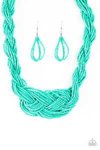 Paparazzi A Standing Ovation - Blue Turquoise - Seed Bead Necklace & Earrings - $5 Jewelry With Ashley Swint