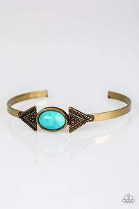 Paparazzi Apache Trail - Brass - Turquoise Stone Bracelet - $5 Jewelry With Ashley Swint