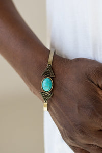 Paparazzi Apache Trail - Brass - Turquoise Stone Bracelet - $5 Jewelry With Ashley Swint