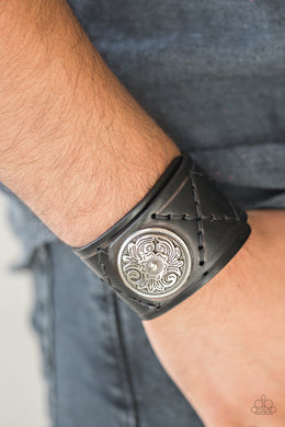 Paparazzi Badlands Bandit - Black Leather Bracelet - $5 Jewelry With Ashley Swint