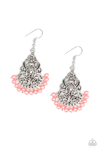 Paparazzi BAROQUE The Bank - Orange / Coral Pearls - Earrings - $5 Jewelry With Ashley Swint
