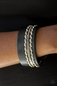 Paparazzi Beach Boy - Black Leather - Snap Bracelet - $5 Jewelry With Ashley Swint