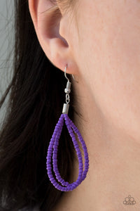 Paprazzi Bora Bombora - Purple Seed Bead Necklace and matching Earrings - $5 Jewelry With Ashley Swint